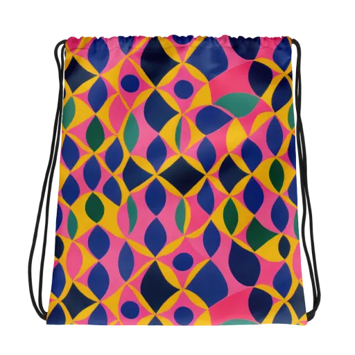 Neon Petal Grid on a Drawstring Bag