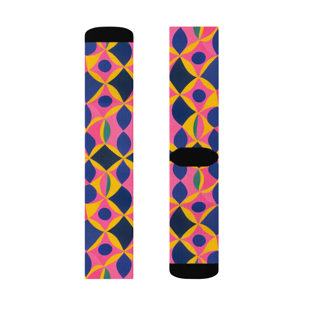Neon Petal Grid on Socks — Left Sock