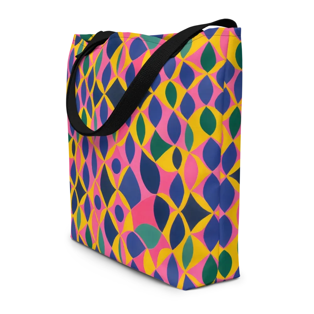 Neon Petal Grid on Large Tote Bag W/ Pocket — Front