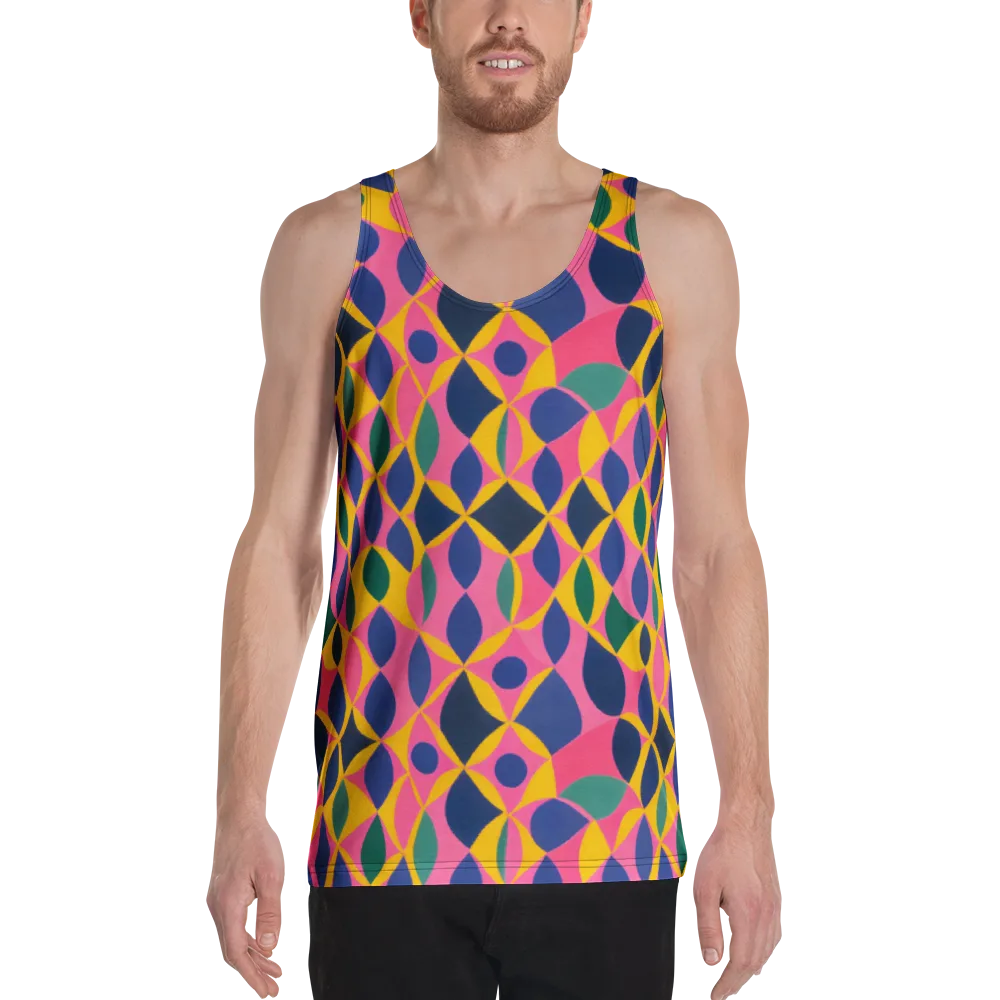 Neon Petal Grid on Men's Tank Top — Front