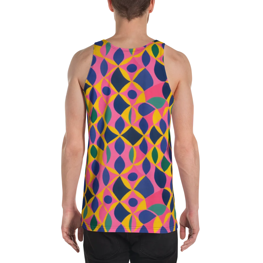 Neon Petal Grid on Men's Tank Top — Back