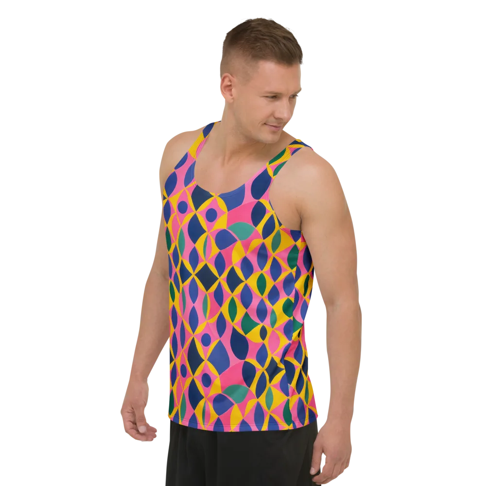 Neon Petal Grid on Men's Tank Top — Left Front