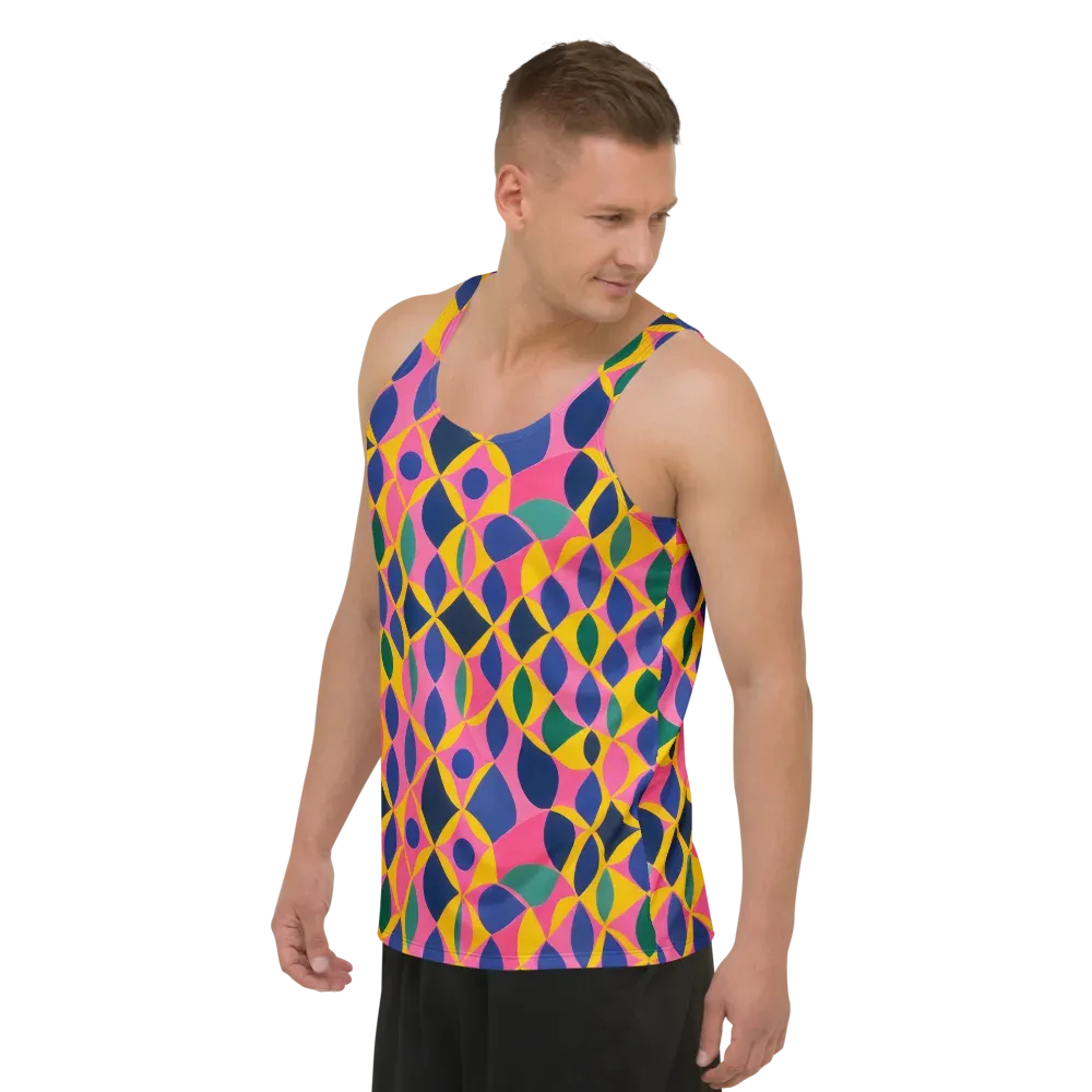Neon Petal Grid on Men's Tank Top — Left Front
