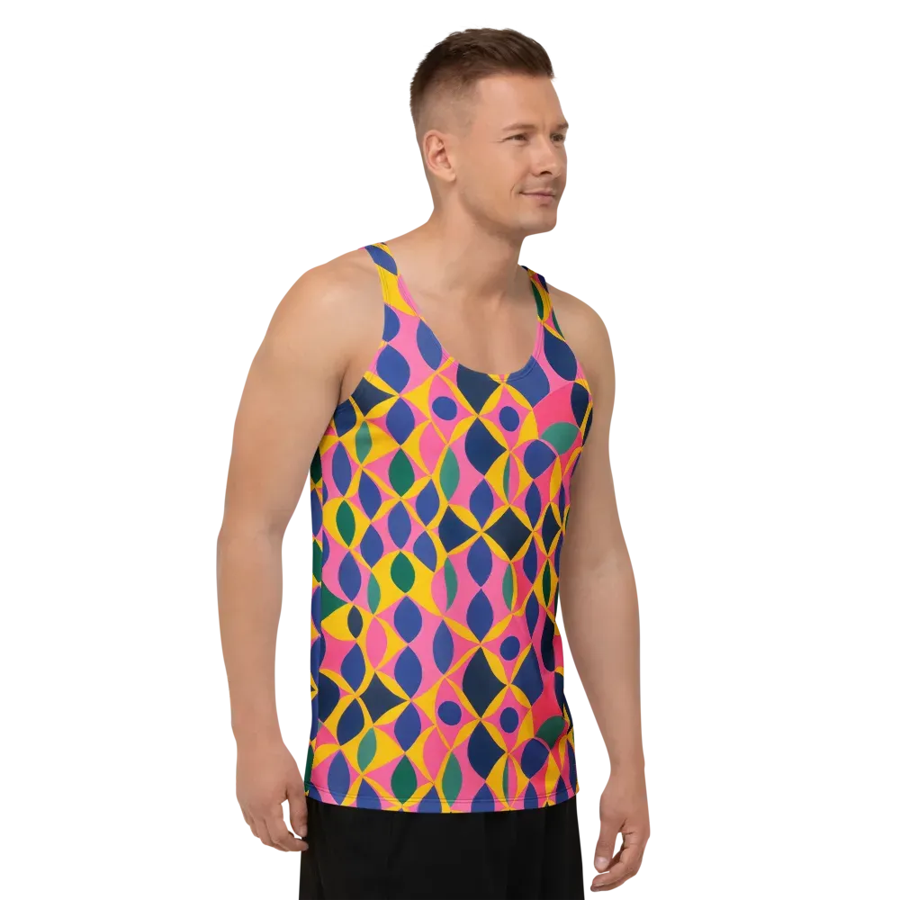 Neon Petal Grid on Men's Tank Top — Right Front