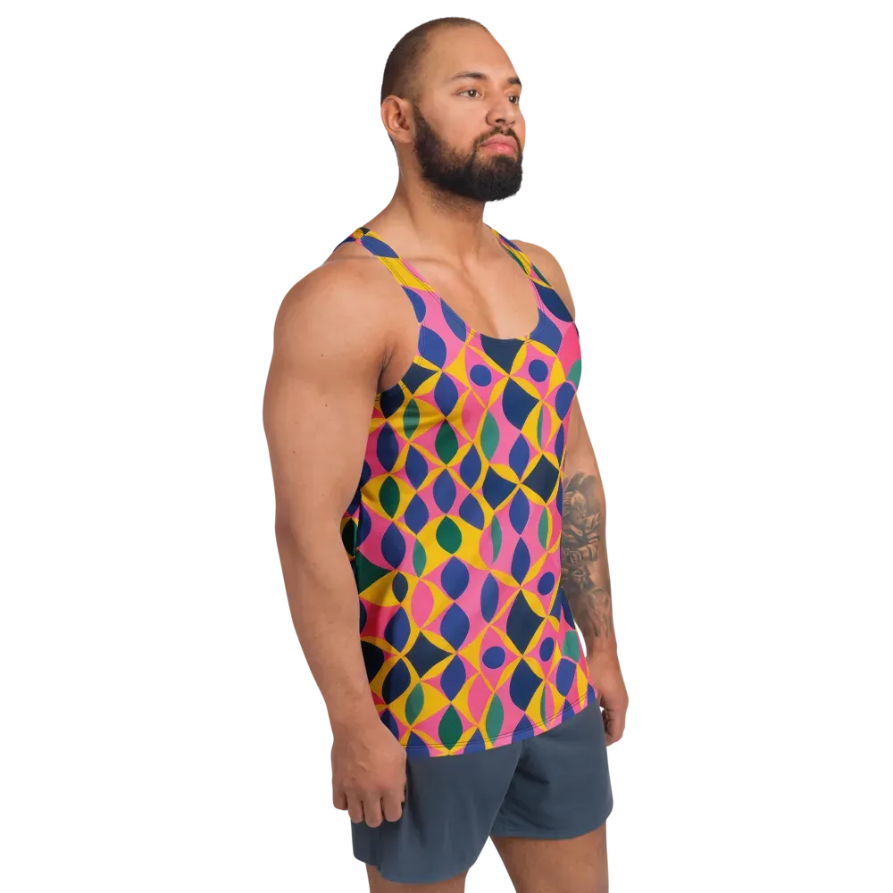 Neon Petal Grid on Men's Tank Top — Right Front