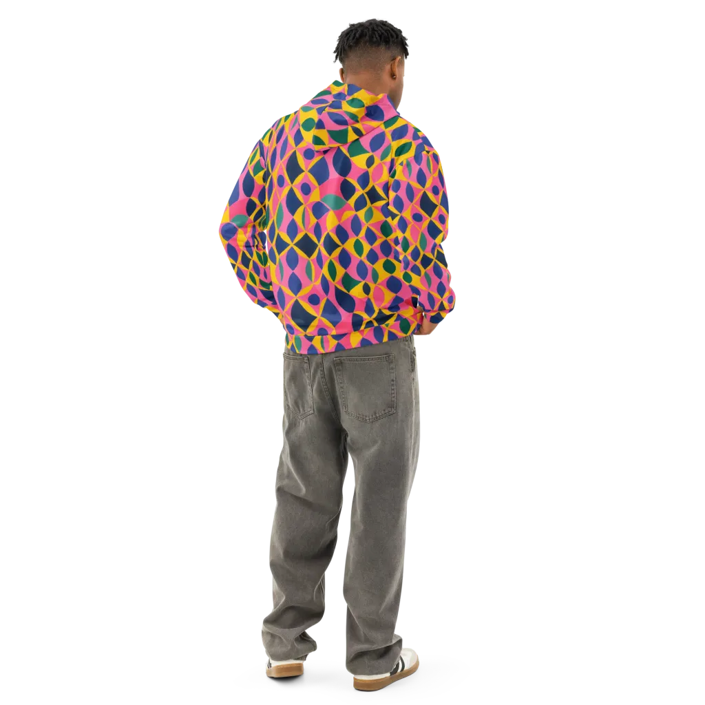 Neon Petal Grid on Cotton Hoodie — Back