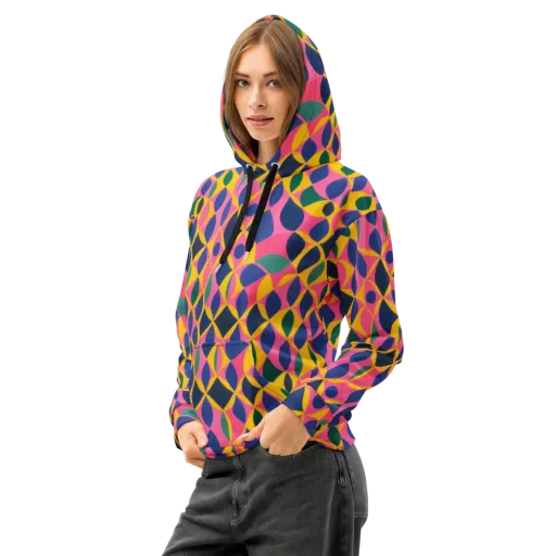 Neon Petal Grid on a Cotton Hoodie