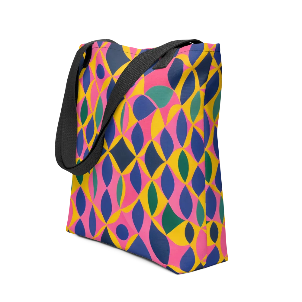 Neon Petal Grid on Tote Bag — Front