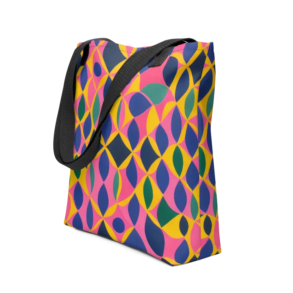 Neon Petal Grid on Tote Bag — Front