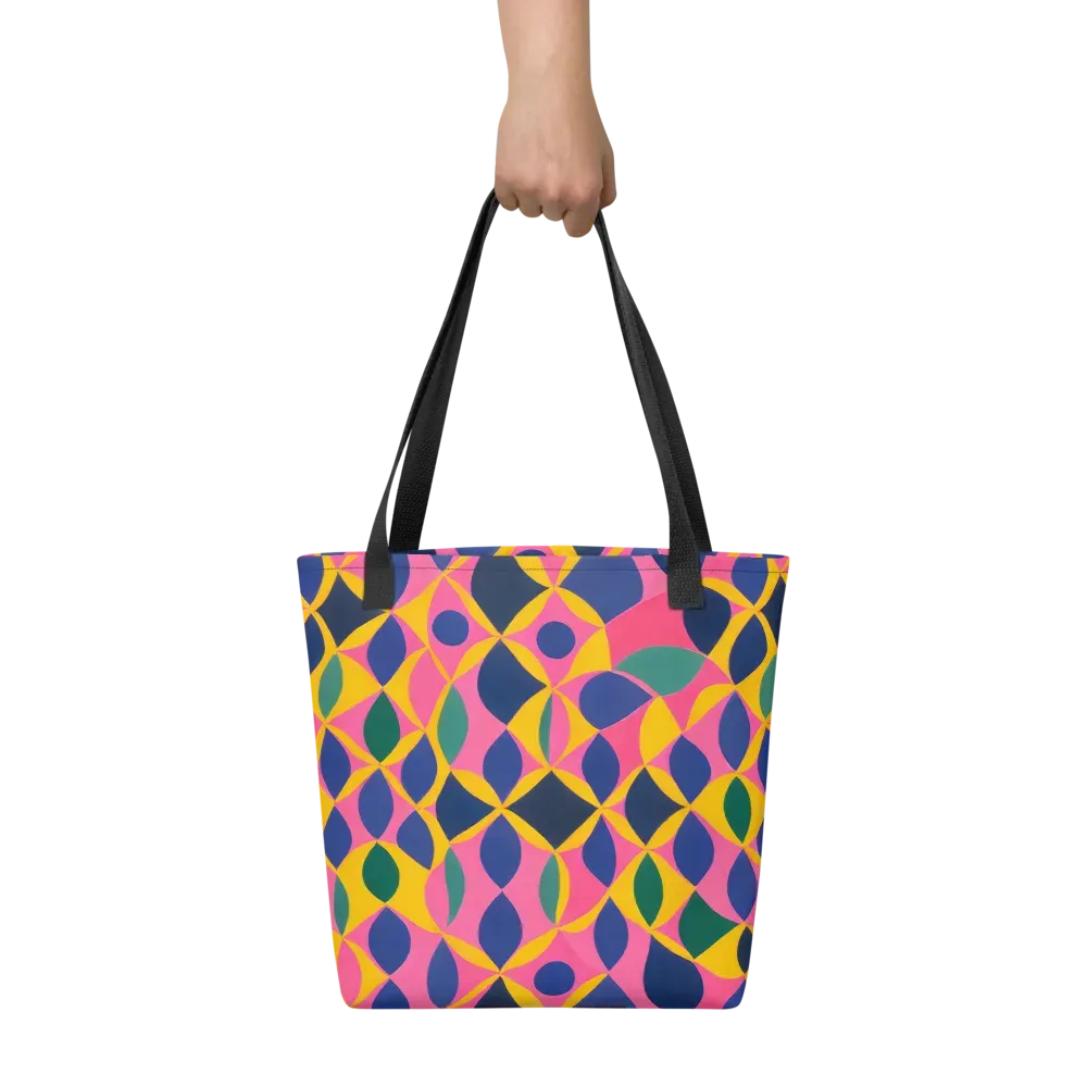Neon Petal Grid on Tote Bag — Front