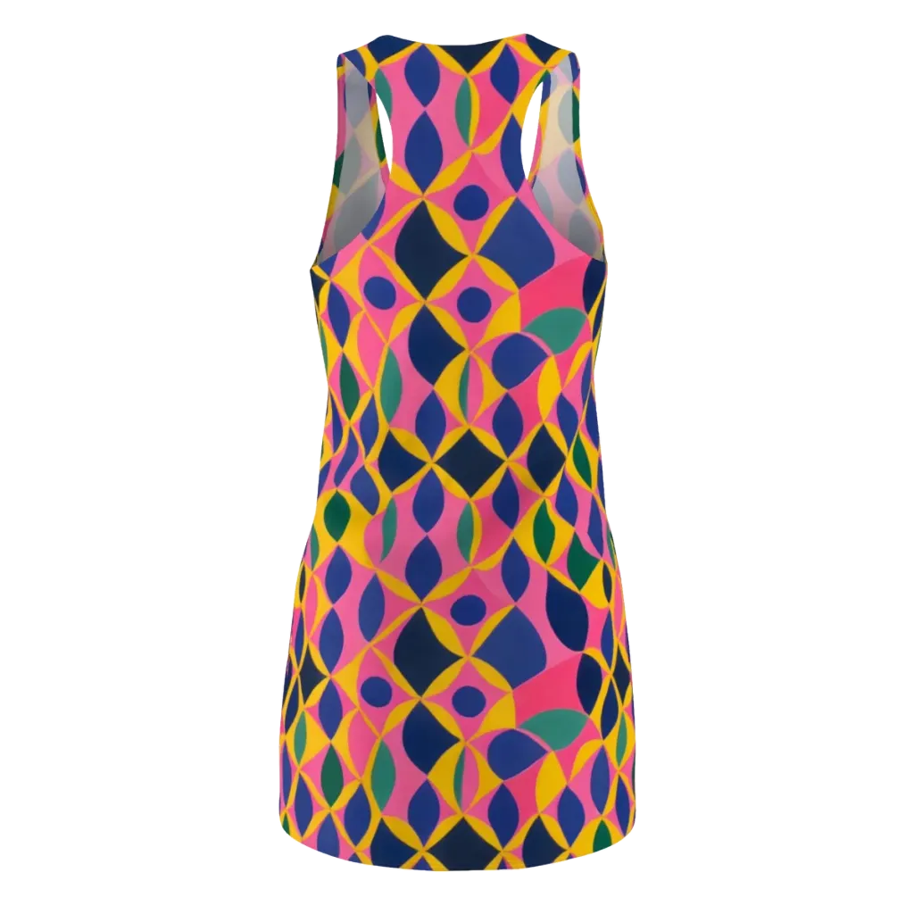 Neon Petal Grid on Racerback Dress — Back