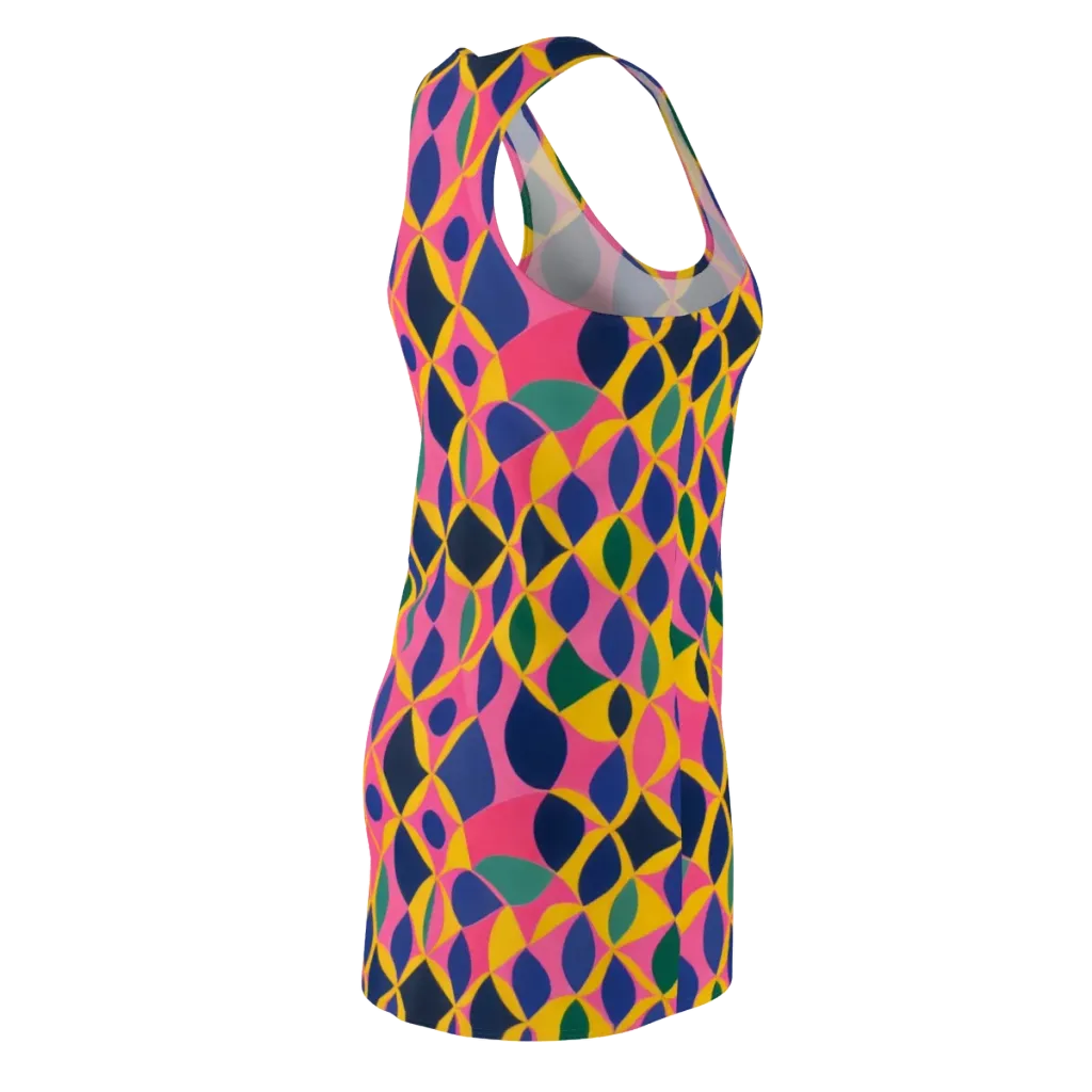 Neon Petal Grid on Racerback Dress — Back Side