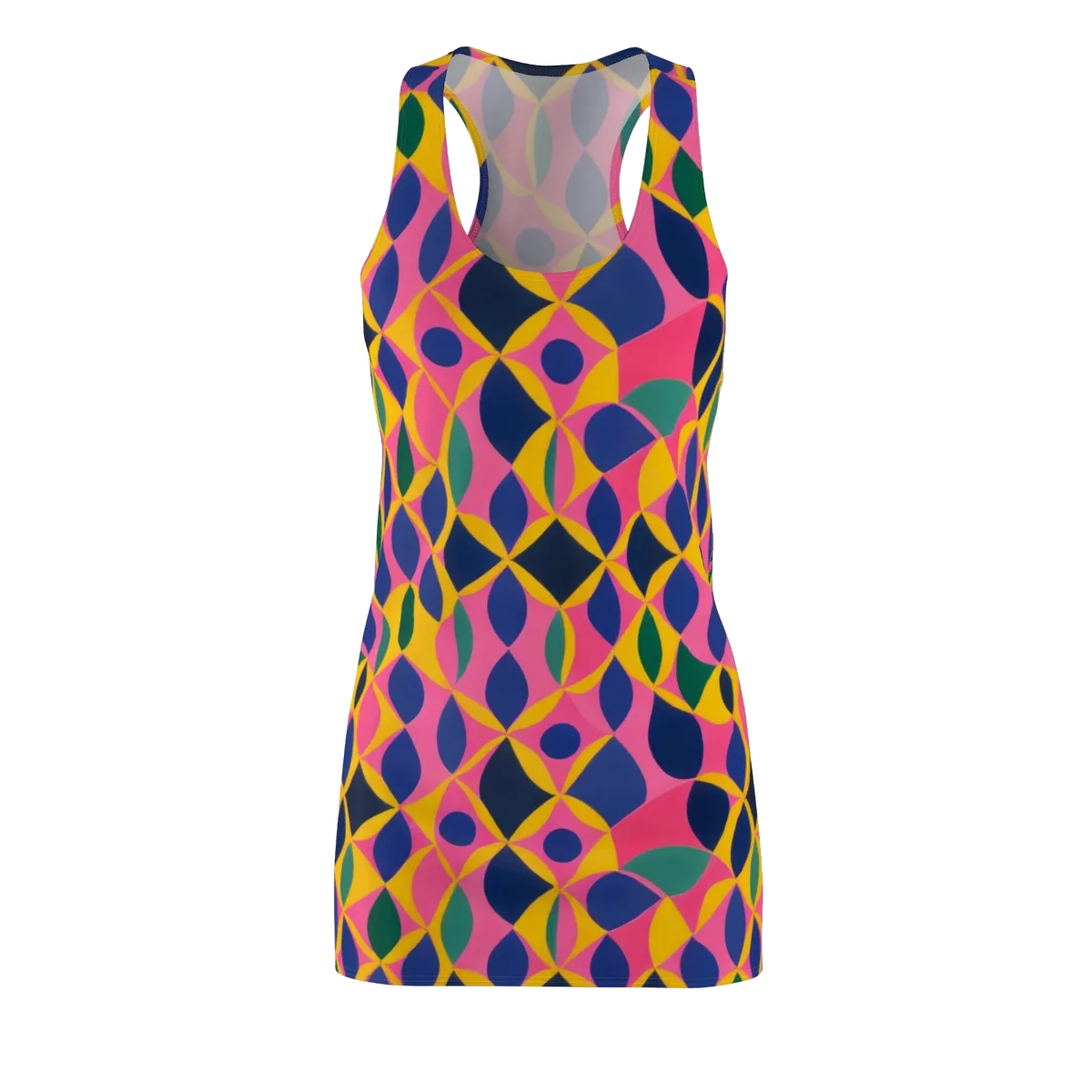 Neon Petal Grid on Racerback Dress — Front