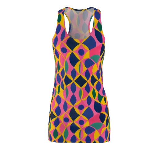 Neon Petal Grid on a Racerback Dress