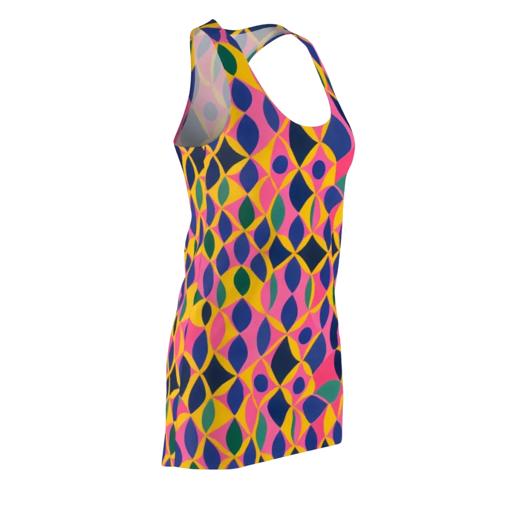 Neon Petal Grid on Racerback Dress — Front Side