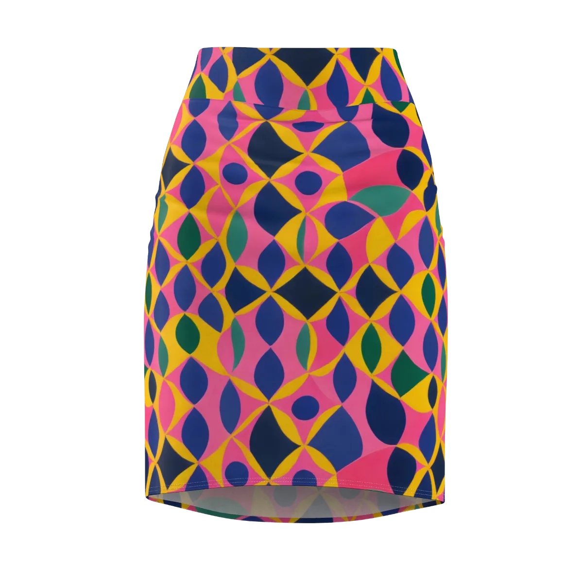 Neon Petal Grid on Pencil Skirt — Front