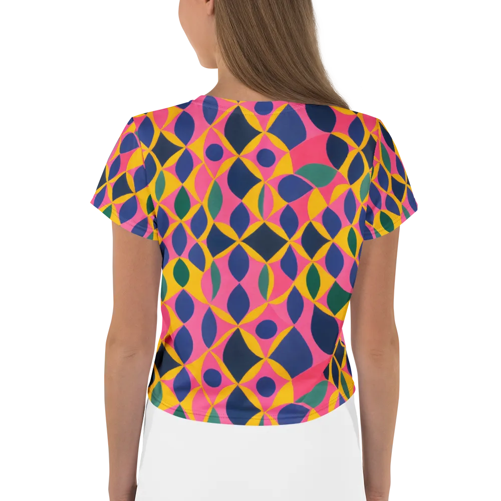 Neon Petal Grid on Crop Tee — Back