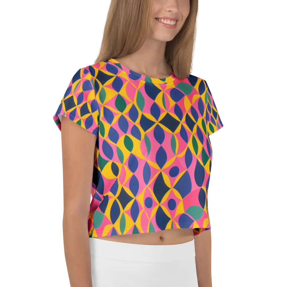 Neon Petal Grid on Crop Tee — Right