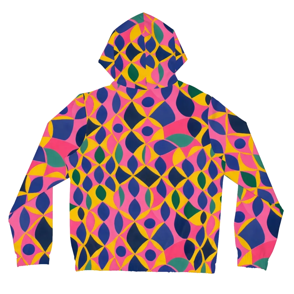 Neon Petal Grid on Women's Full-Zip Hoodie — Back