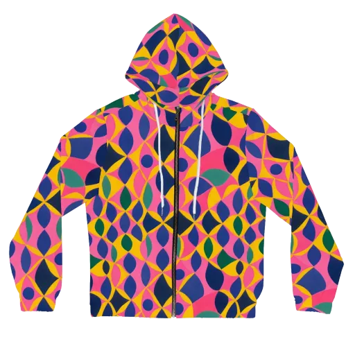 Neon Petal Grid on a Women's Full-Zip Hoodie