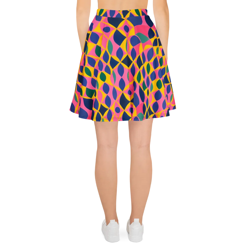 Neon Petal Grid on Skater Skirt — Back