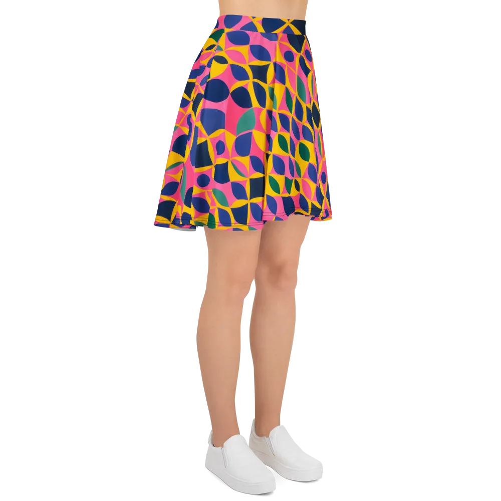 Neon Petal Grid on Skater Skirt — Right