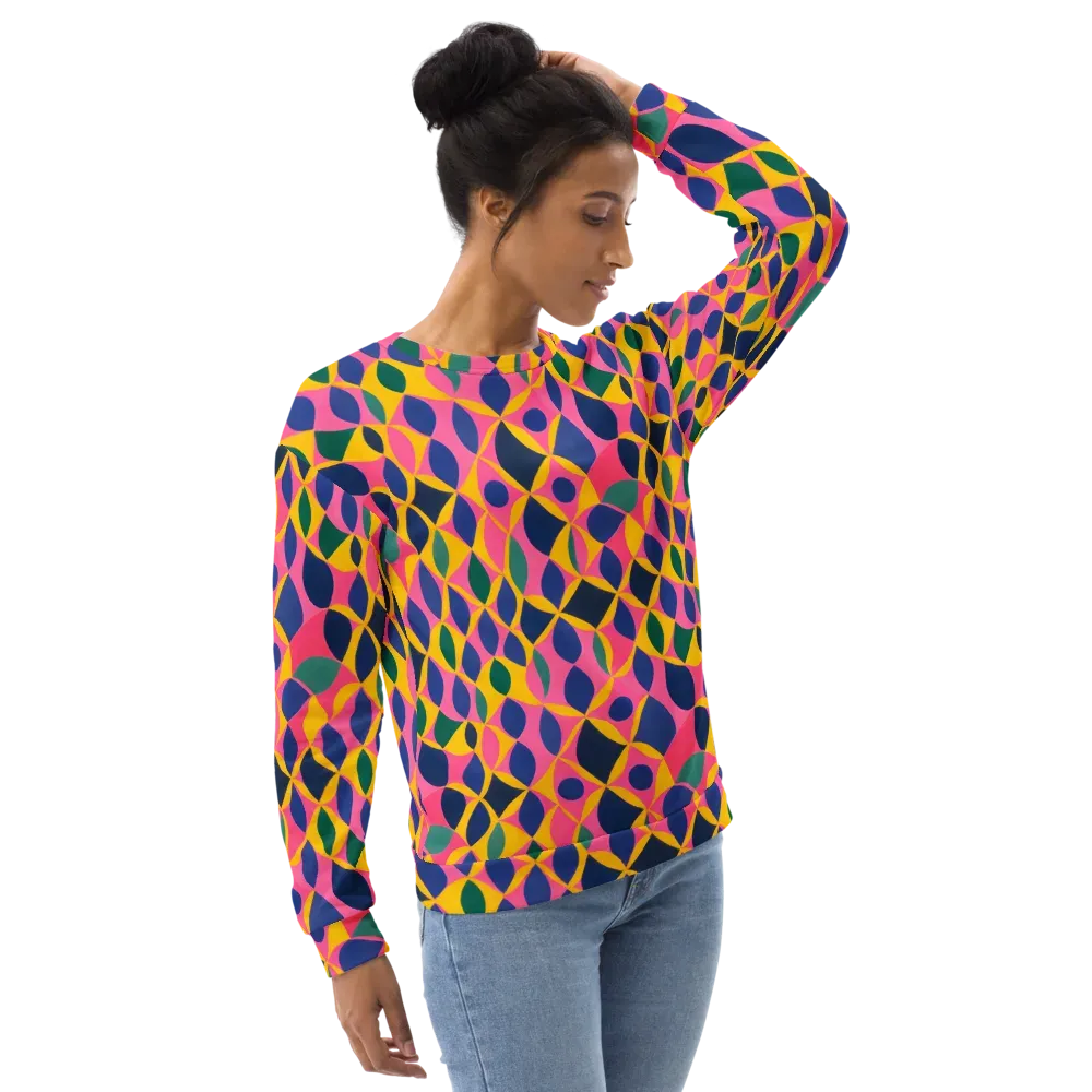 Neon Petal Grid on Sweatshirt — Right Front
