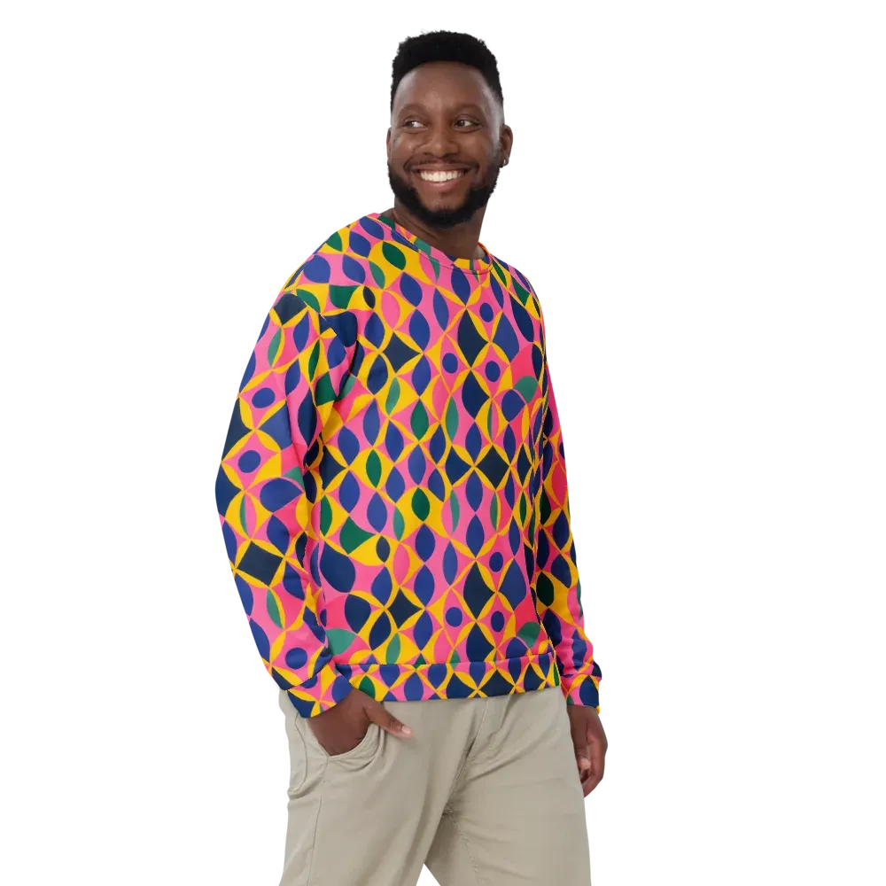 Neon Petal Grid on Sweatshirt — Front