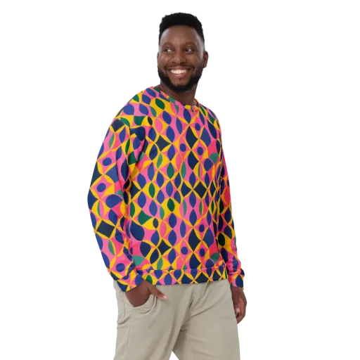 Neon Petal Grid on a Sweatshirt