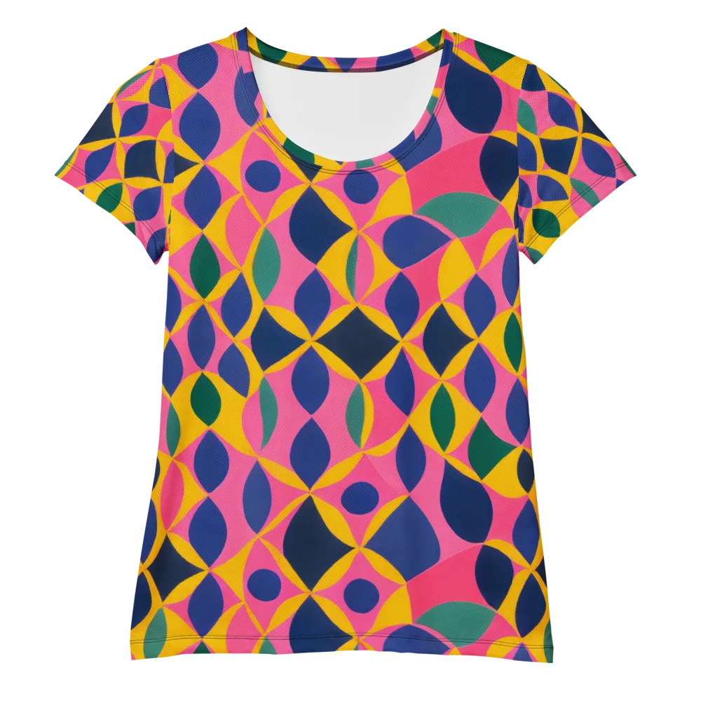 Neon Petal Grid on Women's Athletic T-Shirt — Front
