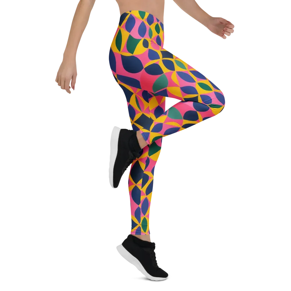 Neon Petal Grid on Leggings — Right