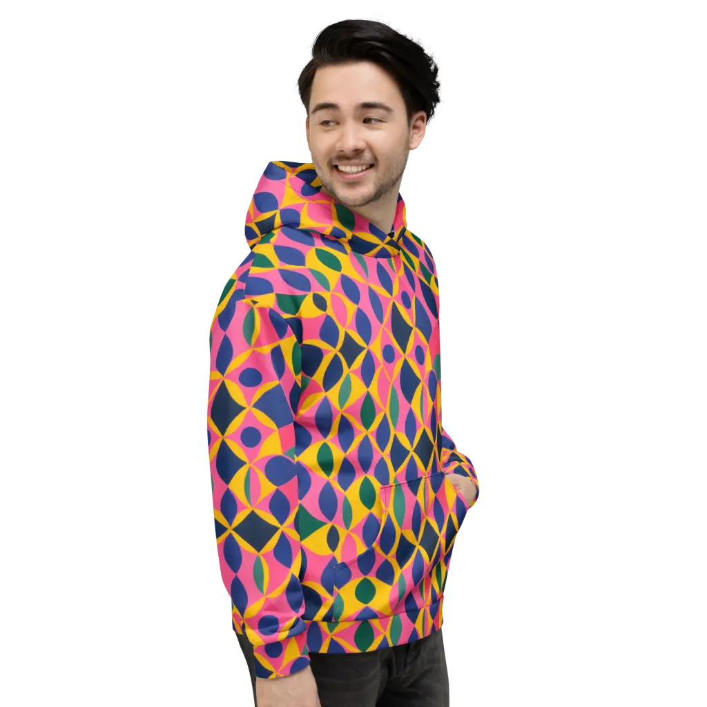 Neon Petal Grid on Hoodie — Right