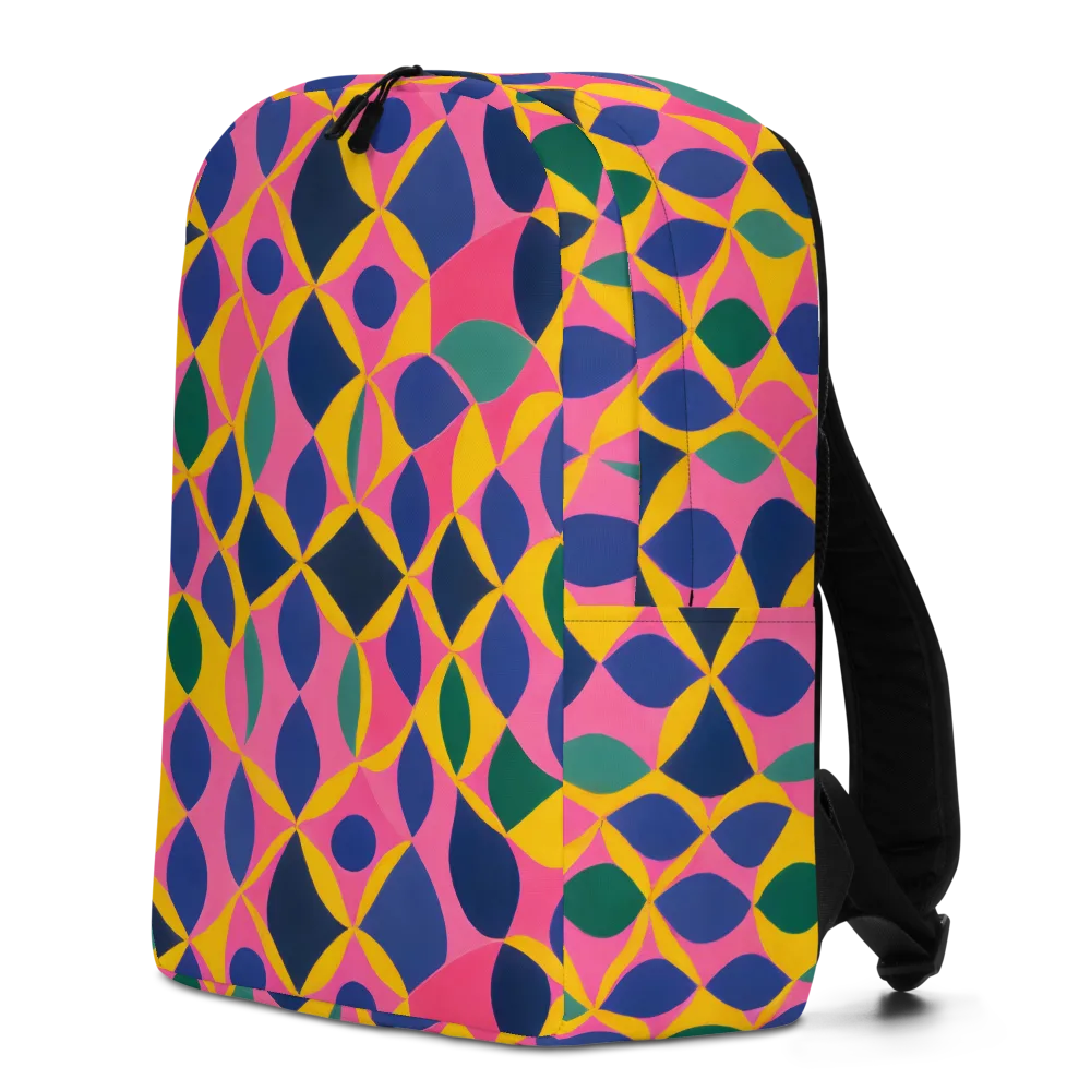 Neon Petal Grid on Minimalist Backpack — Left