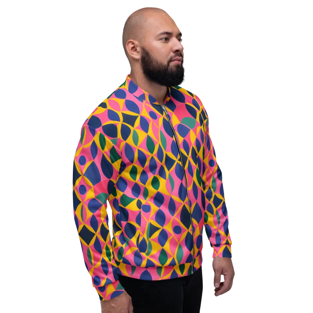 Neon Petal Grid on Bomber Jacket — Right
