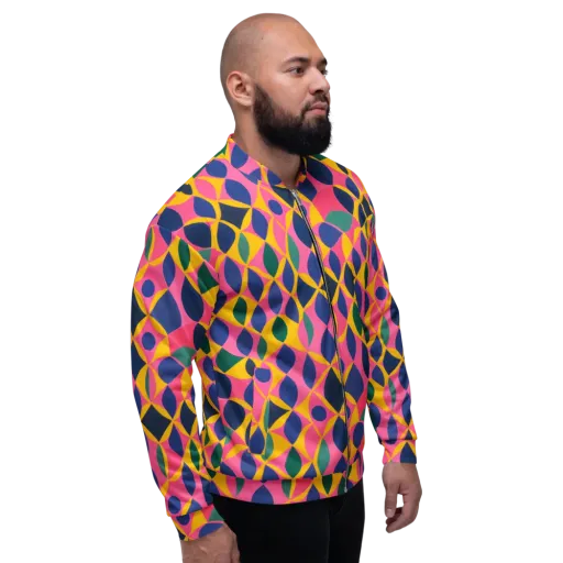 Neon Petal Grid on a Bomber Jacket