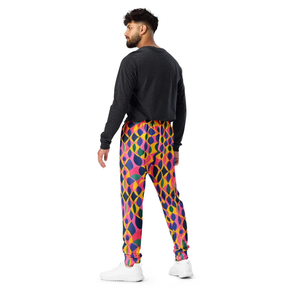 Neon Petal Grid on Men's Joggers — Back