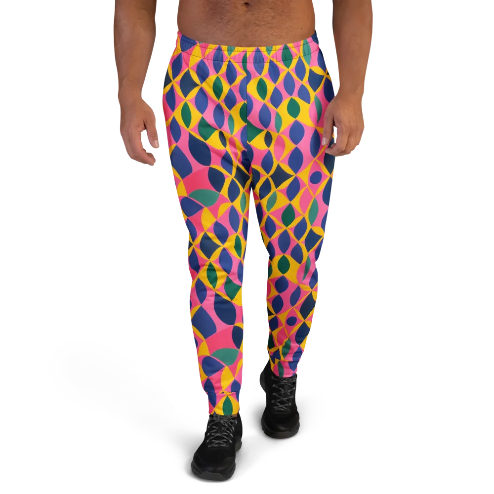 Neon Petal Grid on Men's Joggers — Front