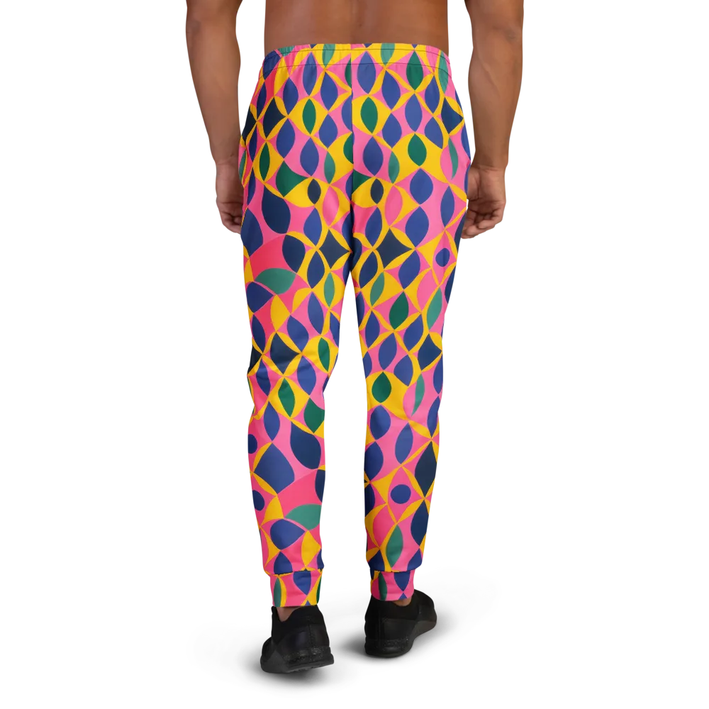 Neon Petal Grid on Men's Joggers — Back