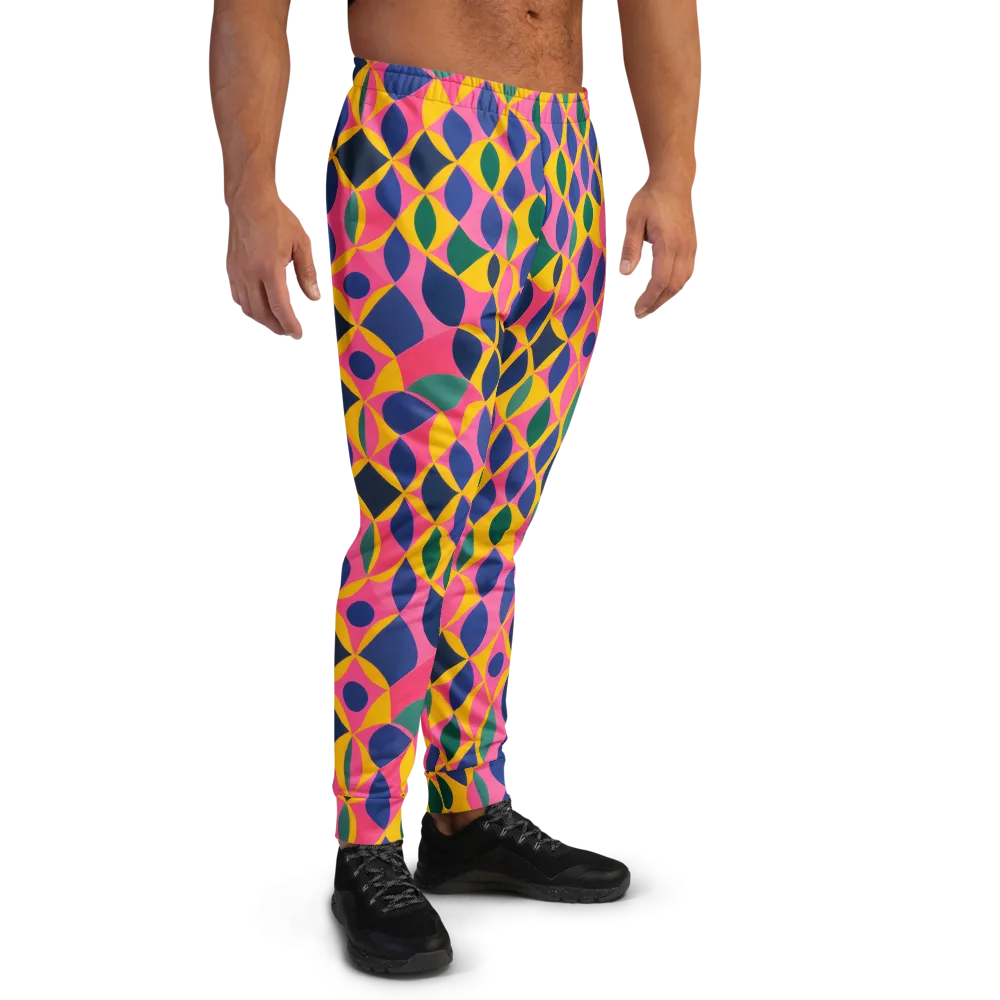 Neon Petal Grid on Men's Joggers — Right