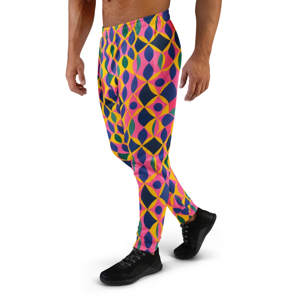 Neon Petal Grid on Men's Joggers — Left