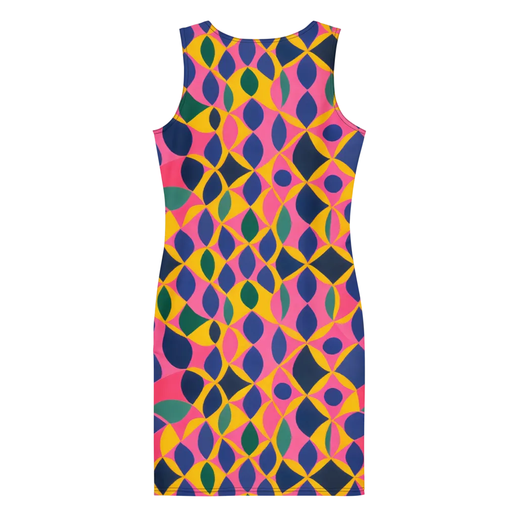 Neon Petal Grid on Bodycon Dress — Back