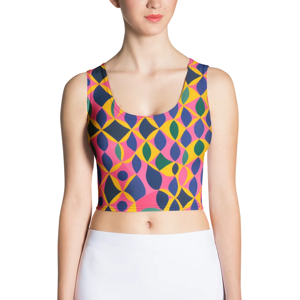 Neon Petal Grid on Crop Top — Front