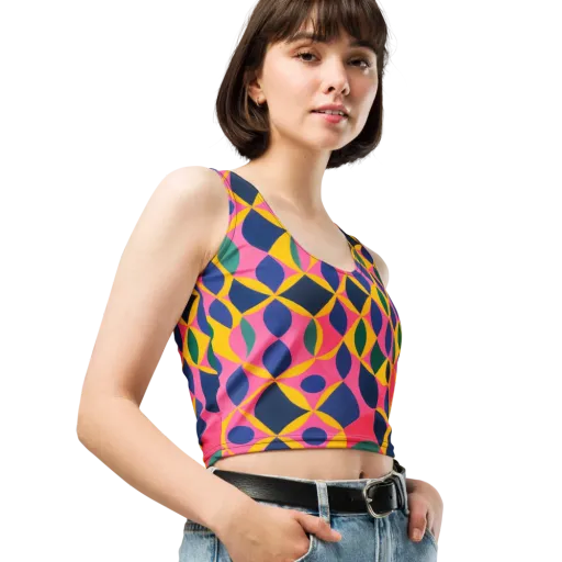 Neon Petal Grid on a Crop Top