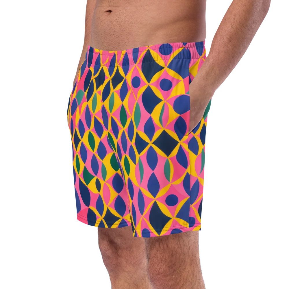 Neon Petal Grid on Swim Trunks — Left Front