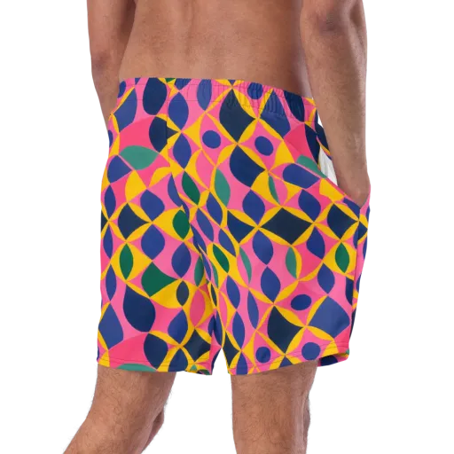 Neon Petal Grid on a Swim Trunks