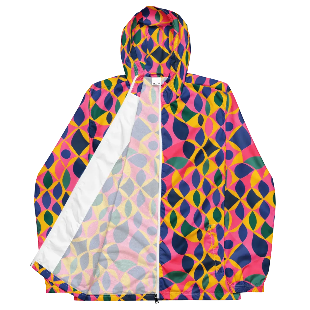 Neon Petal Grid on Men's Windbreaker — Front