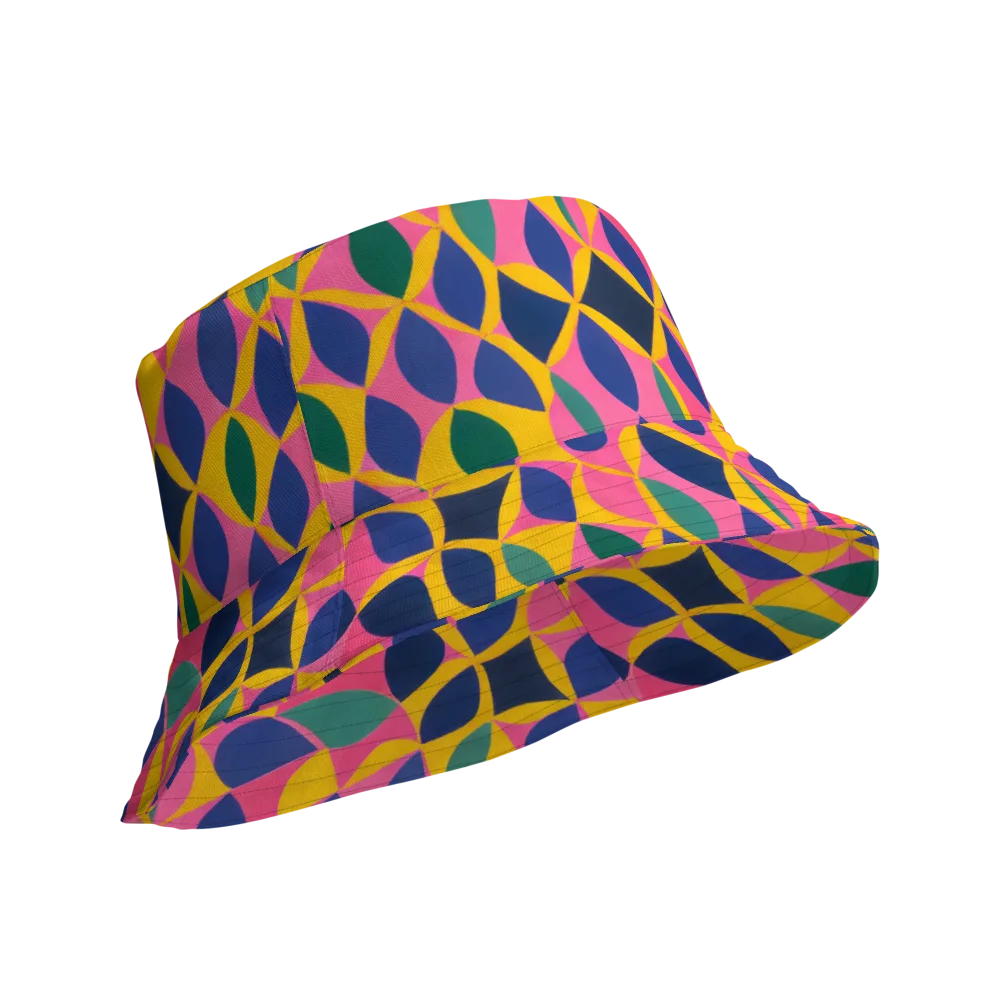 Neon Petal Grid on Reversible Bucket Hat — Product details Outside