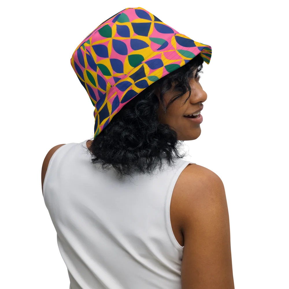 Neon Petal Grid on Reversible Bucket Hat — Right Outside