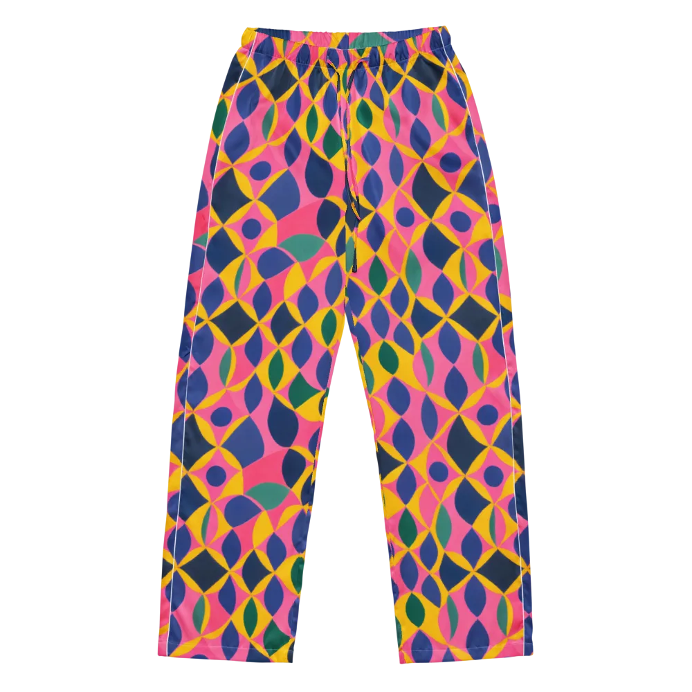 Neon Petal Grid on Women's Pajama Pants — Front