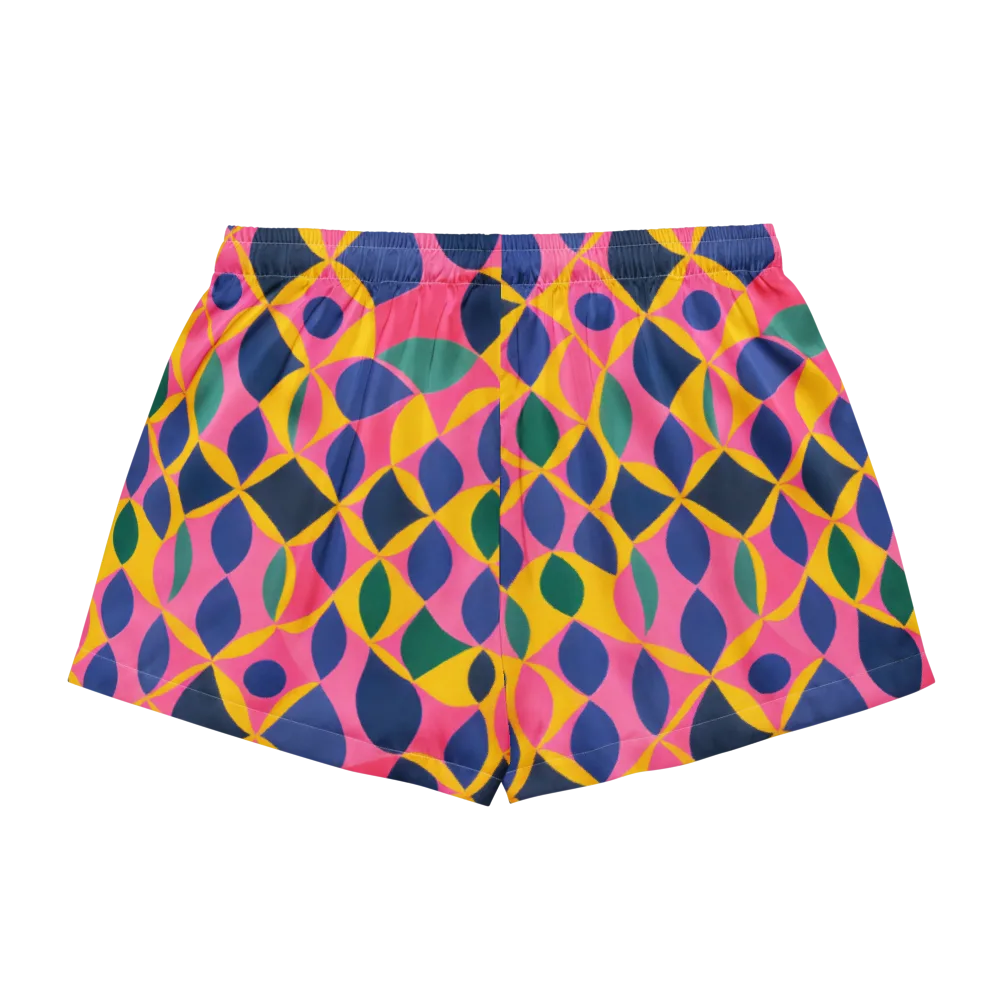 Neon Petal Grid on Women's Pajama Shorts — Back